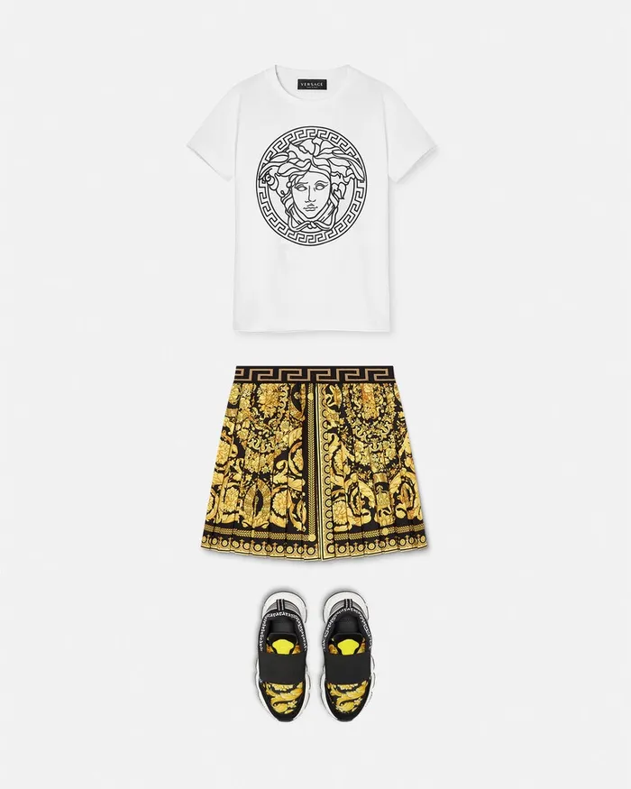 Pants and Skirts Kids Versace Barocco Pleated Skirt Blackprint