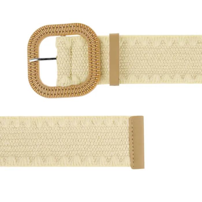 RWandCO Belts Allegra K Straw Woven Elastic Stretch Wide Belt Boho Braid Milky White 8211 Women RWandCO Belts Allegra K Straw Woven Elastic Stretch Wide Belt Boho Braid Milky White 8211 Women