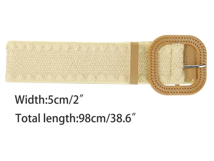 RWandCO Belts Allegra K Straw Woven Elastic Stretch Wide Belt Boho Braid Milky White 8211 Women RWandCO Belts Allegra K Straw Woven Elastic Stretch Wide Belt Boho Braid Milky White 8211 Women