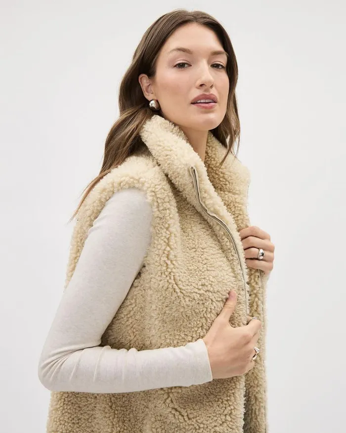 RWandCO Coats and Jackets Boucl Sleeveless Vest Sandshell 8211 Women