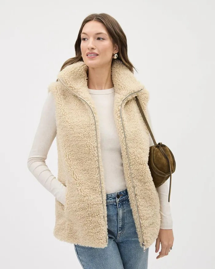 RWandCO Coats and Jackets Boucl Sleeveless Vest Sandshell 8211 Women