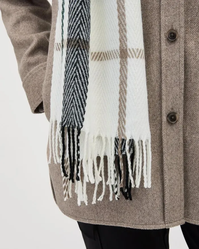 RWandCO Hats Gloves and Scarves Plaid Scarf With Fringes Offwhite Mix 8211 Women RWandCO Hats Gloves and Scarves Plaid Scarf With Fringes Offwhite Mix 8211 Women