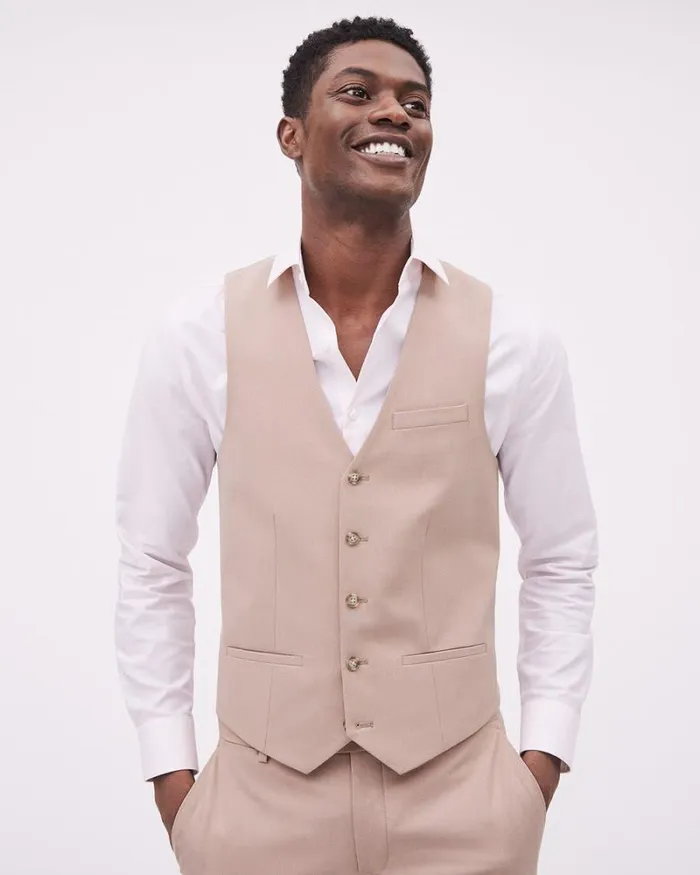 RWandCO Suit Pants Muted Pink Suit Vest Adobe Rose 8211 Men