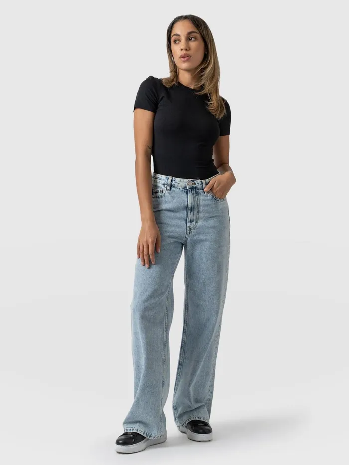 Saint And Sofia Denim and Jeans Women Adjustable Wide Leg Jeans 8211 Pale Blue Pale Blue