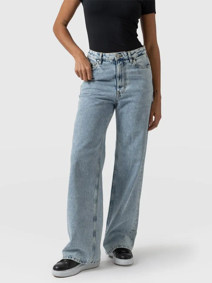 Saint And Sofia Denim and Jeans Women Adjustable Wide Leg Jeans 8211 Pale Blue Pale Blue