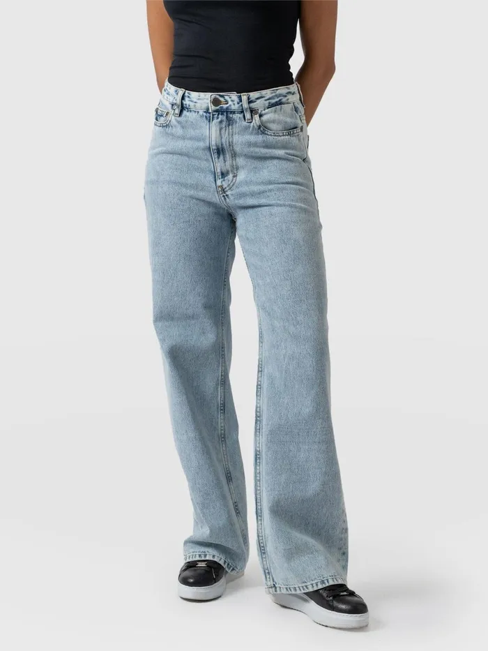 Saint And Sofia Denim and Jeans Women Adjustable Wide Leg Jeans 8211 Pale Blue Pale Blue