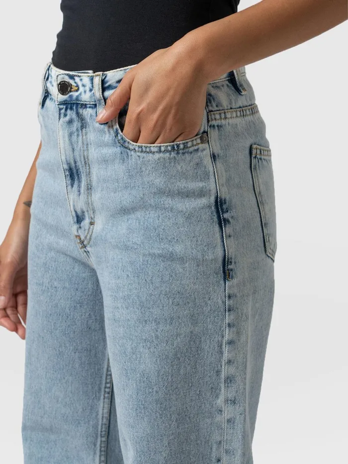 Saint And Sofia Denim and Jeans Women Adjustable Wide Leg Jeans 8211 Pale Blue Pale Blue