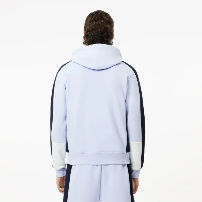 Sweaters and Sweatshirts Men Lacoste Men039s Colorblock Hoodie Light Blue Navy Blue White Ihi