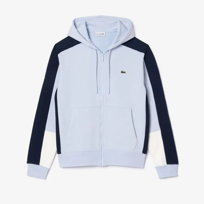 Sweaters and Sweatshirts Men Lacoste Men039s Colorblock Hoodie Light Blue Navy Blue White Ihi