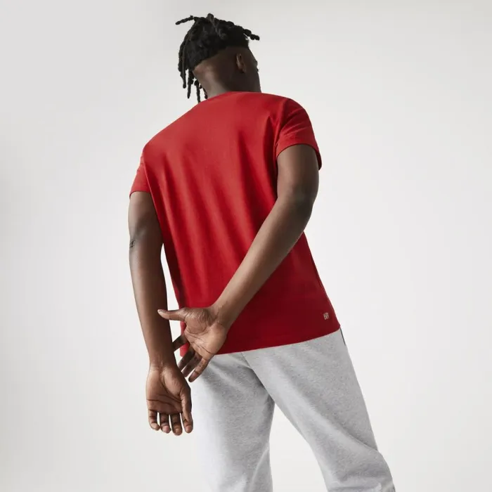 TShirts Men Lacoste Men039s SPORT Stylized Logo Print Organic Cotton TShirt Red Hen