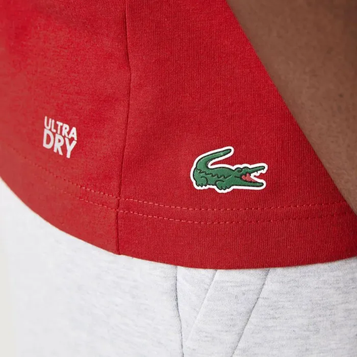 TShirts Men Lacoste Men039s SPORT Stylized Logo Print Organic Cotton TShirt Red Hen
