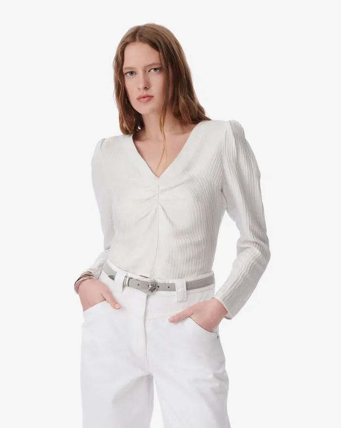 Tops and Shirts Women IRO IMAE CROPPED STRIPED VNECK TOP