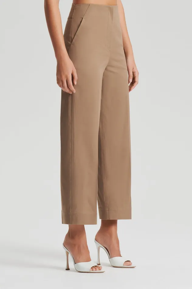 Trousers Women SATEEN CROPPED WIDE LEG TROUSER DARKCAMEL Scanlan Theodore Trousers Women SATEEN CROPPED WIDE LEG TROUSER DARKCAMEL Scanlan Theodore