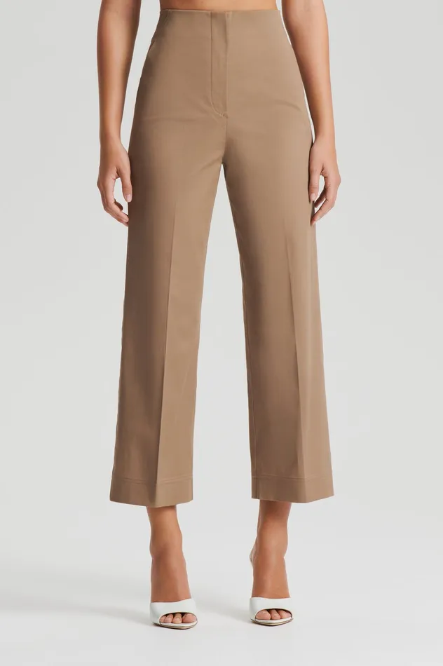 Trousers Women SATEEN CROPPED WIDE LEG TROUSER DARKCAMEL Scanlan Theodore Trousers Women SATEEN CROPPED WIDE LEG TROUSER DARKCAMEL Scanlan Theodore