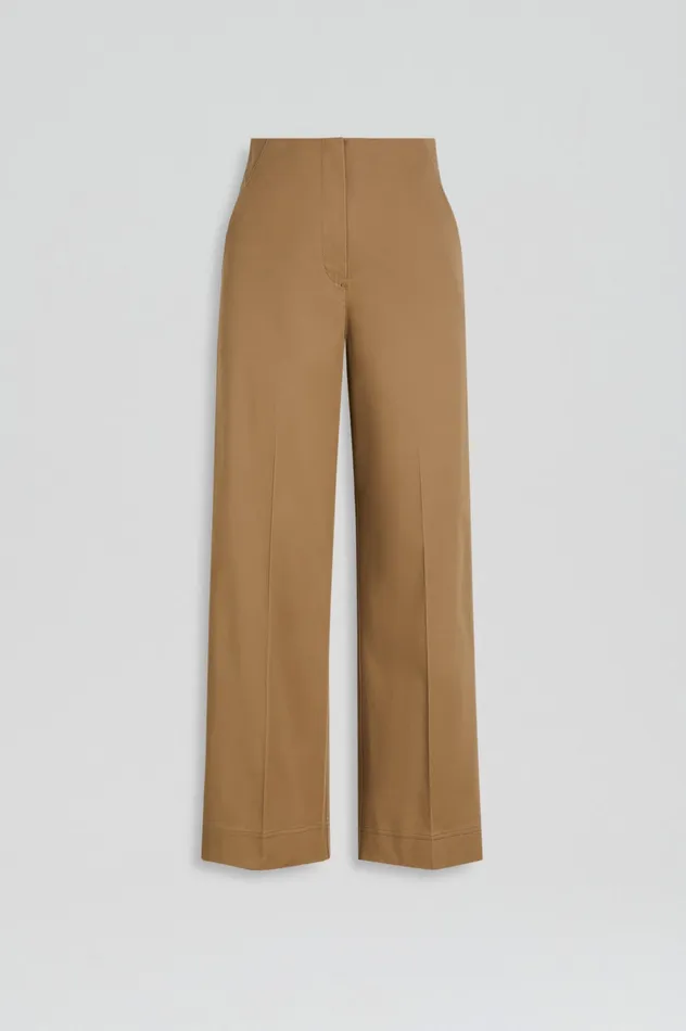 Trousers Women SATEEN CROPPED WIDE LEG TROUSER DARKCAMEL Scanlan Theodore Trousers Women SATEEN CROPPED WIDE LEG TROUSER DARKCAMEL Scanlan Theodore