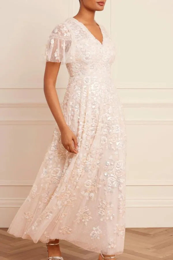 WeddingWomen Needle and Thread Sequin Paradise Short Sleeve Gown Champagne WeddingWomen Needle and Thread Sequin Paradise Short Sleeve Gown Champagne