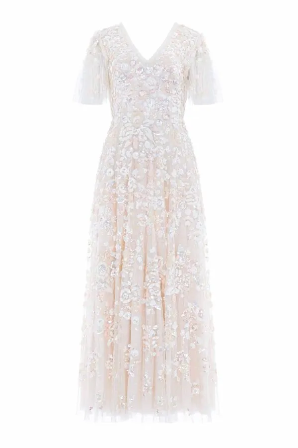 WeddingWomen Needle and Thread Sequin Paradise Short Sleeve Gown Champagne WeddingWomen Needle and Thread Sequin Paradise Short Sleeve Gown Champagne