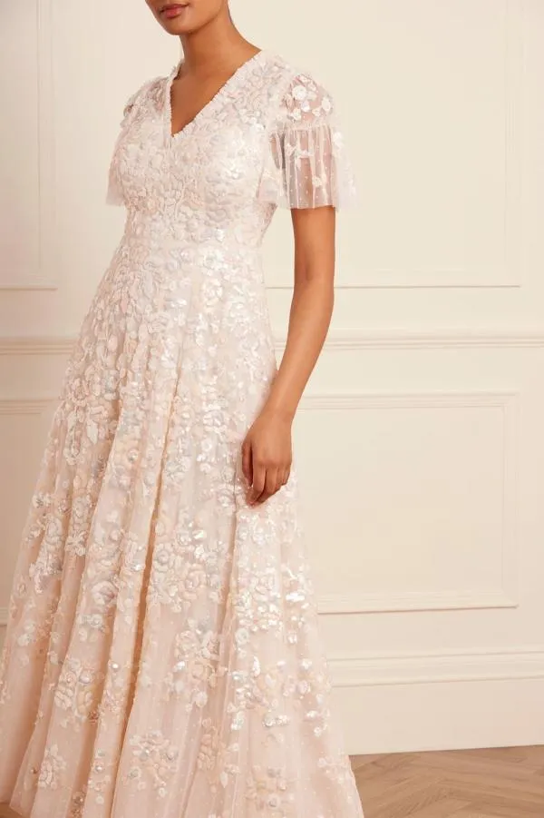 WeddingWomen Needle and Thread Sequin Paradise Short Sleeve Gown Champagne WeddingWomen Needle and Thread Sequin Paradise Short Sleeve Gown Champagne