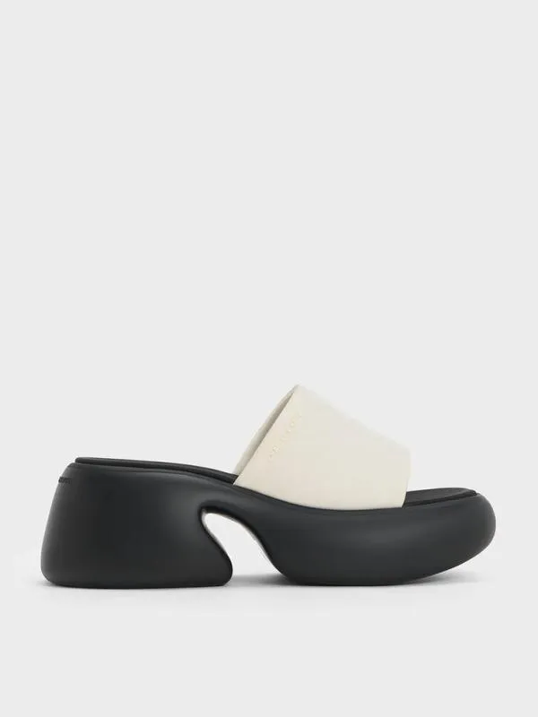 Women Baxie Silk TwoTone Platform Mules 8211 Chalk CHARLES and KEITH Wedges