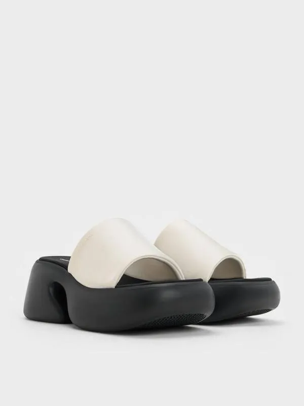 Women Baxie Silk TwoTone Platform Mules 8211 Chalk CHARLES and KEITH Wedges