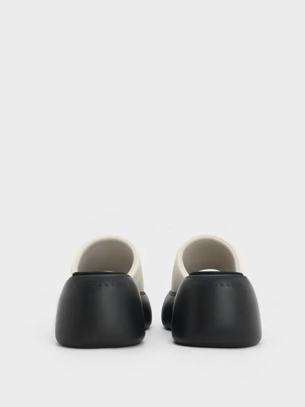 Women Baxie Silk TwoTone Platform Mules 8211 Chalk CHARLES and KEITH Wedges