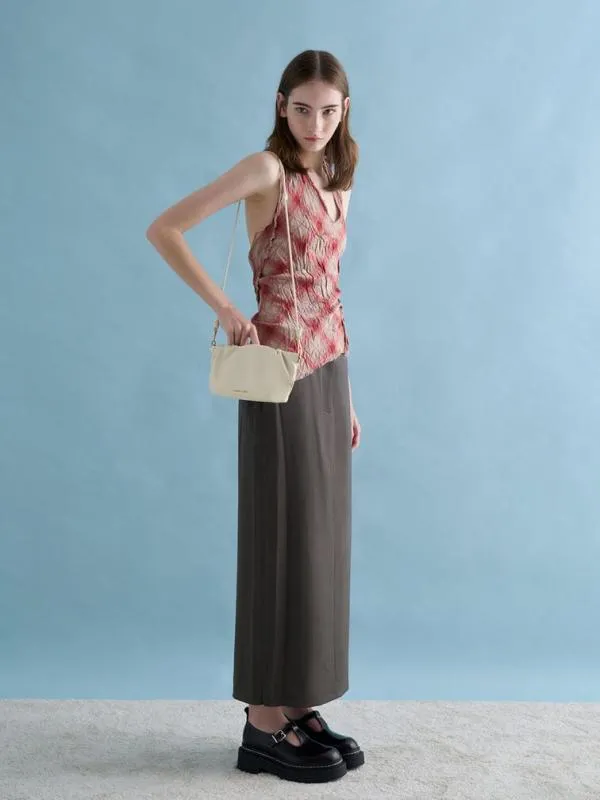 Women Brigette Ruched ChainHandle Clutch 8211 Cream CHARLES and KEITH Clutches