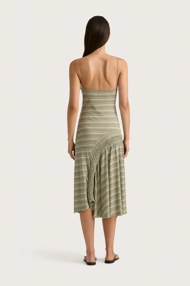 Women Faithfull The Brand Dresses Hyeres Midi Dress Lemon Navy Stripe