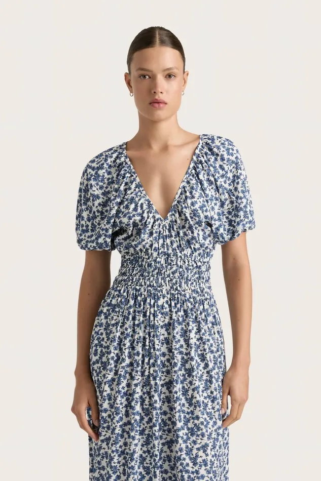 Women Faithfull The Brand Dresses Valras Midi Dress Leilani Mid Blue
