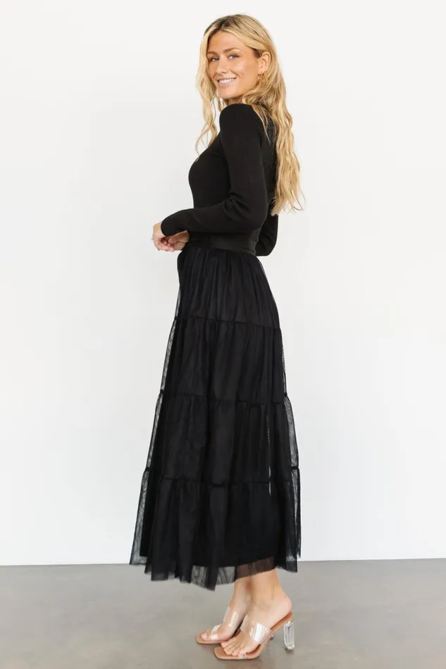 Women Maxi Dresses Baltic Born Demi Sweater Tulle Dress Black Women Maxi Dresses Baltic Born Demi Sweater Tulle Dress Black