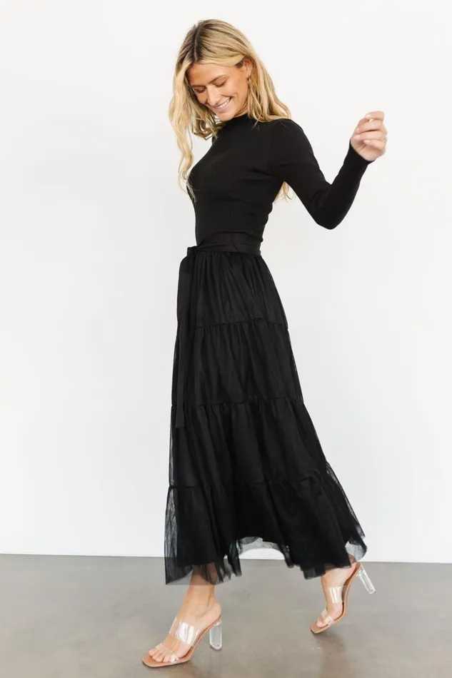 Women Maxi Dresses Baltic Born Demi Sweater Tulle Dress Black Women Maxi Dresses Baltic Born Demi Sweater Tulle Dress Black