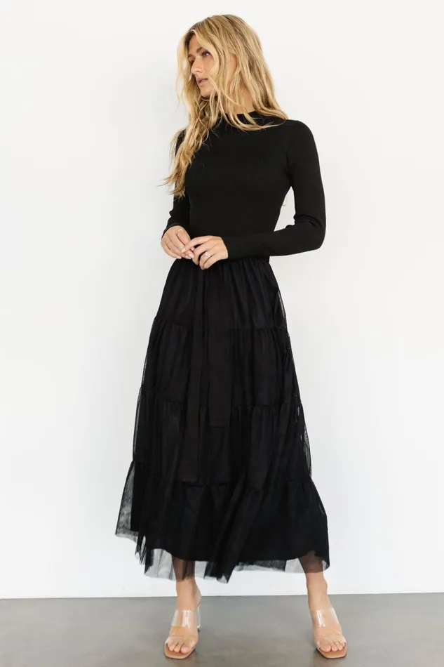 Women Maxi Dresses Baltic Born Demi Sweater Tulle Dress Black Women Maxi Dresses Baltic Born Demi Sweater Tulle Dress Black
