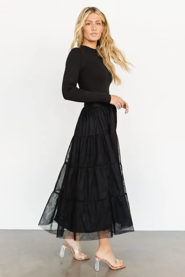 Women Maxi Dresses Baltic Born Demi Sweater Tulle Dress Black Women Maxi Dresses Baltic Born Demi Sweater Tulle Dress Black