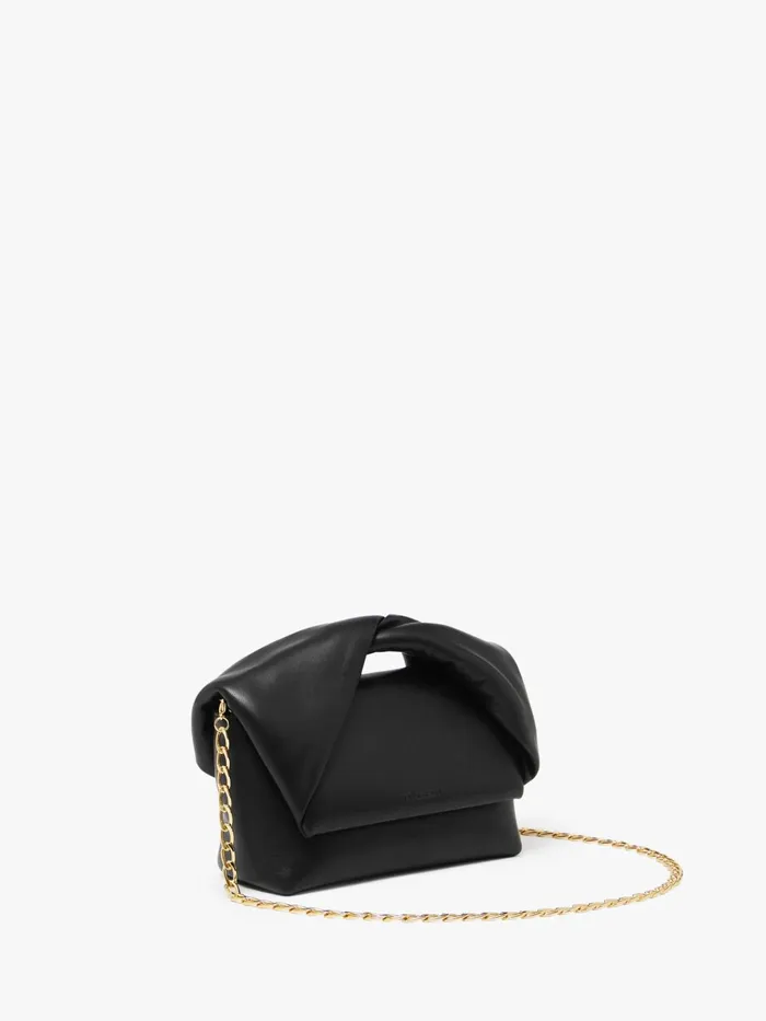 WomenMen Twister Bag JW Anderson MEDIUM TWISTER 8211 LEATHER TOP HANDLE BAG Black