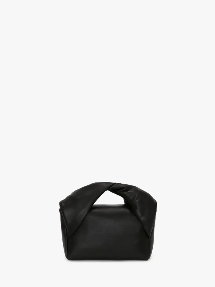 WomenMen Twister Bag JW Anderson MEDIUM TWISTER 8211 LEATHER TOP HANDLE BAG Black
