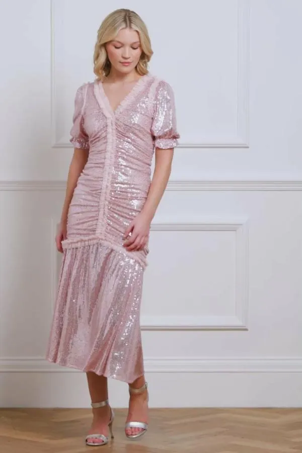 Women Needle and Thread Starlight Short Sleeve Ballerina Dress Pink Women Needle and Thread Starlight Short Sleeve Ballerina Dress Pink