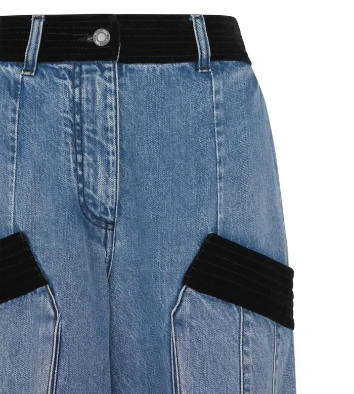 Women Pants and Shorts Tom Ford Denim and Velvet Wide Leg Pants Light Blue Women Pants and Shorts Tom Ford Denim and Velvet Wide Leg Pants Light Blue