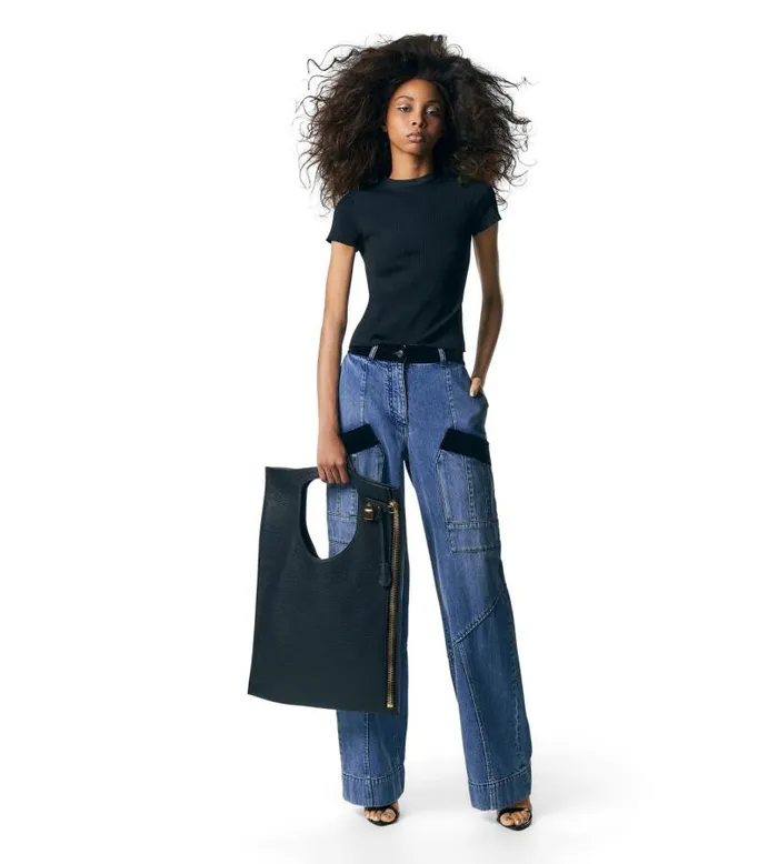Women Pants and Shorts Tom Ford Denim and Velvet Wide Leg Pants Light Blue Women Pants and Shorts Tom Ford Denim and Velvet Wide Leg Pants Light Blue