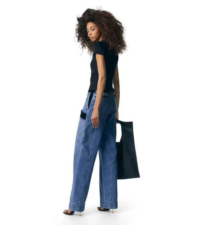 Women Pants and Shorts Tom Ford Denim and Velvet Wide Leg Pants Light Blue Women Pants and Shorts Tom Ford Denim and Velvet Wide Leg Pants Light Blue