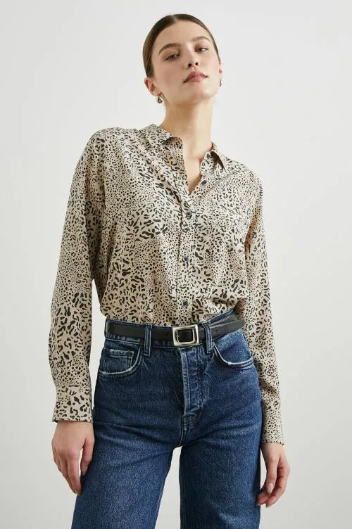 Women Rails Tops Kate Shirt Sand Mixed Cheetah