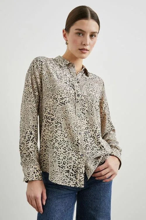 Women Rails Tops Kate Shirt Sand Mixed Cheetah Women Rails Tops Kate Shirt Sand Mixed Cheetah