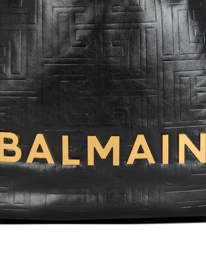 Women Shoulder Bags Balmain Large 1945 Soft Hobo Bag In Crinkled Calfskin Black