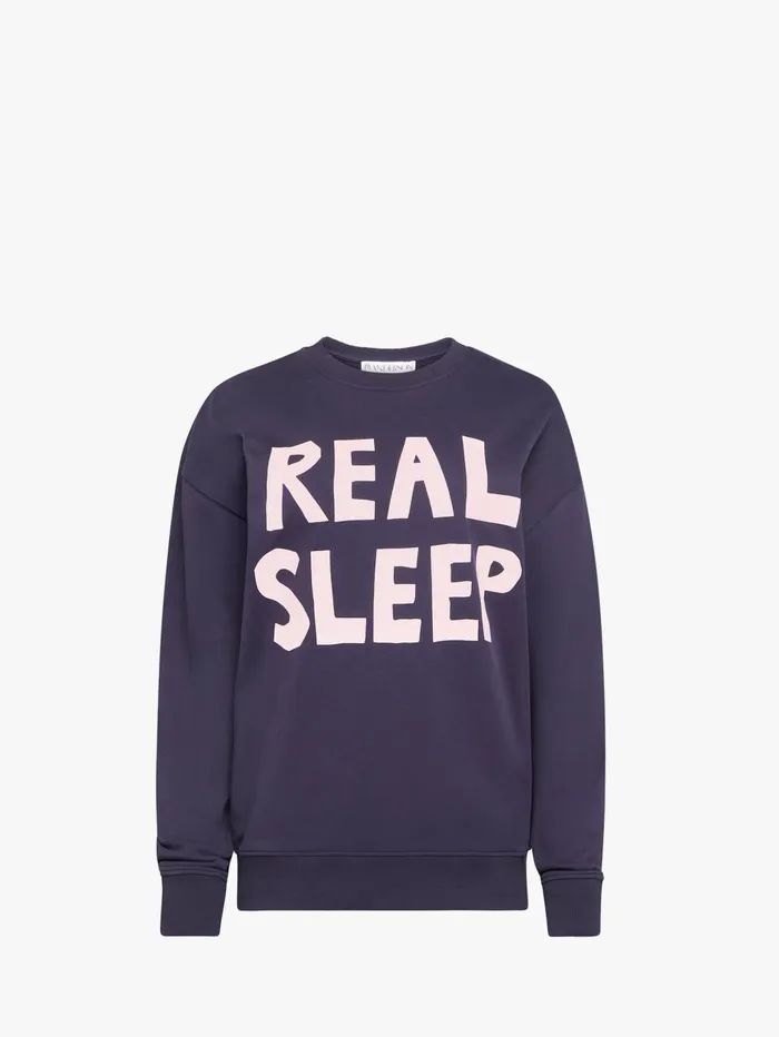 Women Sweatshirt and Hoodies JW Anderson 034REAL SLEEP034 PRINTED SWEATSHIRT Dark Navy Women Sweatshirt and Hoodies JW Anderson 034REAL SLEEP034 PRINTED SWEATSHIRT Dark Navy