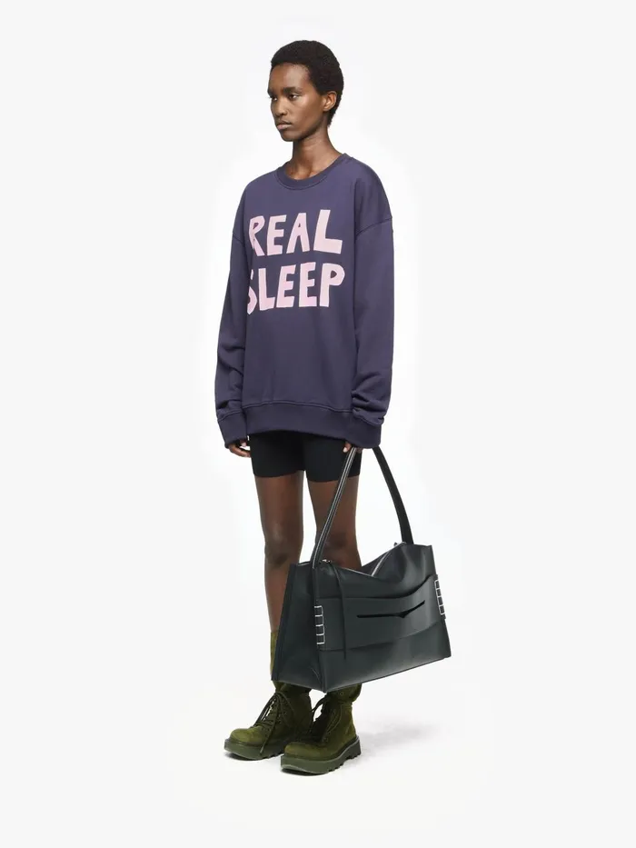Women Sweatshirt and Hoodies JW Anderson 034REAL SLEEP034 PRINTED SWEATSHIRT Dark Navy Women Sweatshirt and Hoodies JW Anderson 034REAL SLEEP034 PRINTED SWEATSHIRT Dark Navy