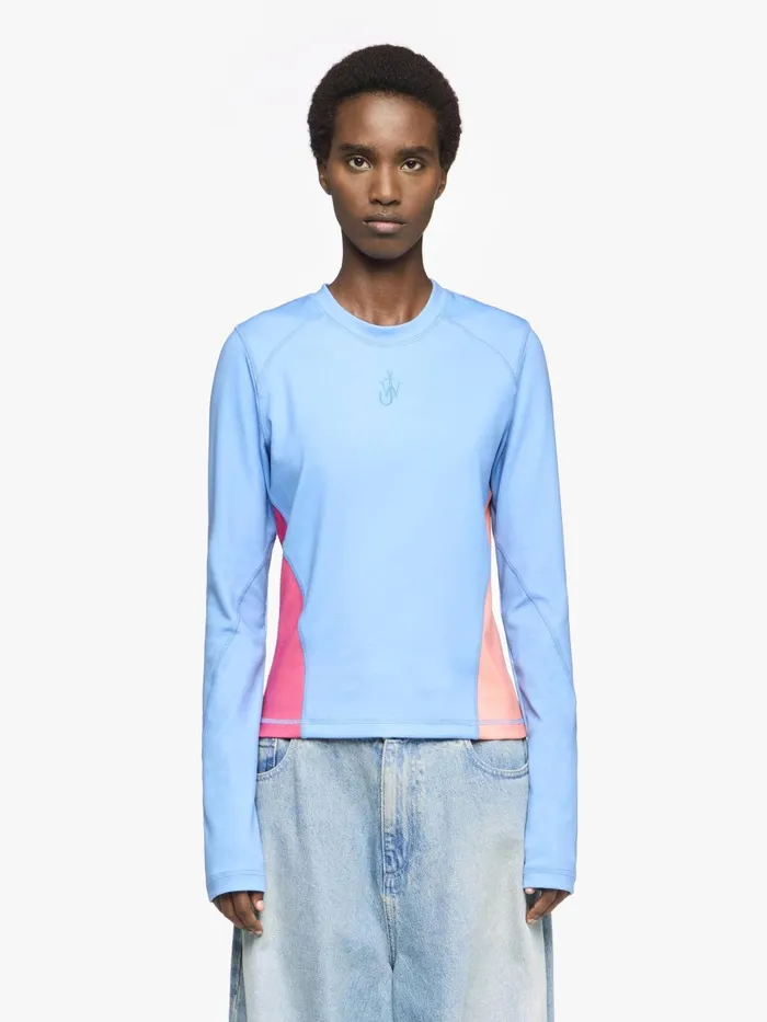 Women TShirts JW Anderson PANELLED TOP WITH ANCHOR EMBROIDERY Sky Bluemulti Women TShirts JW Anderson PANELLED TOP WITH ANCHOR EMBROIDERY Sky Bluemulti