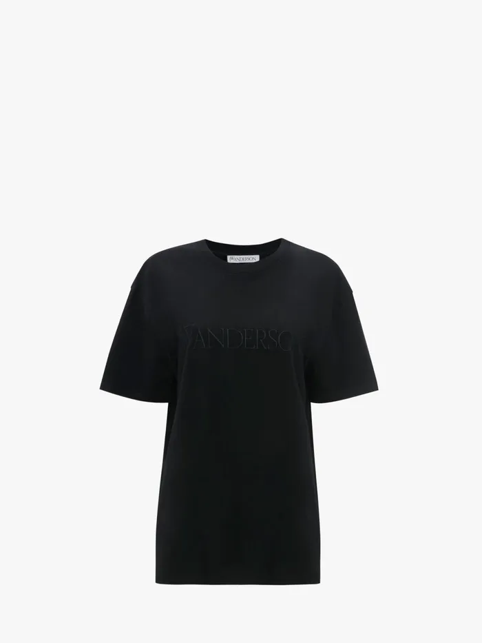 Women TShirts JW Anderson TSHIRT WITH LOGO EMBROIDERY Black