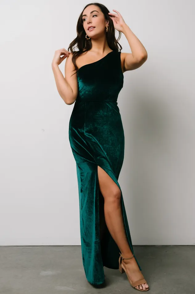 Women Wedding Guest Baltic Born Tatiana Velvet One Shoulder Maxi Dress Emerald Women Wedding Guest Baltic Born Tatiana Velvet One Shoulder Maxi Dress Emerald