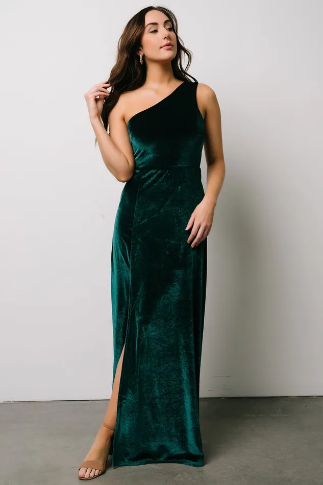 Women Wedding Guest Baltic Born Tatiana Velvet One Shoulder Maxi Dress Emerald Women Wedding Guest Baltic Born Tatiana Velvet One Shoulder Maxi Dress Emerald