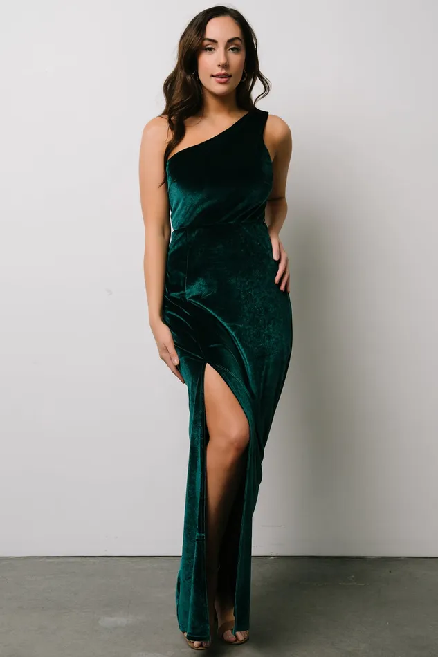 Women Wedding Guest Baltic Born Tatiana Velvet One Shoulder Maxi Dress Emerald Women Wedding Guest Baltic Born Tatiana Velvet One Shoulder Maxi Dress Emerald