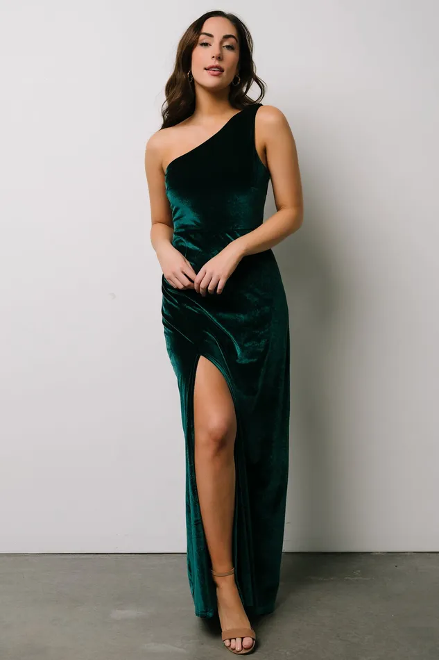 Women Wedding Guest Baltic Born Tatiana Velvet One Shoulder Maxi Dress Emerald Women Wedding Guest Baltic Born Tatiana Velvet One Shoulder Maxi Dress Emerald