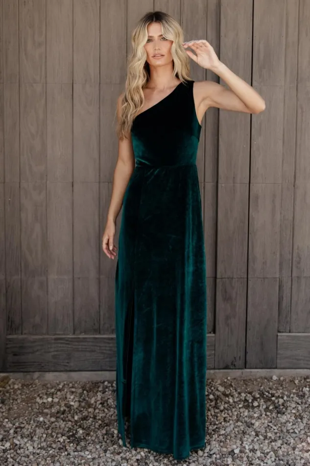 Women Wedding Guest Baltic Born Tatiana Velvet One Shoulder Maxi Dress Emerald Women Wedding Guest Baltic Born Tatiana Velvet One Shoulder Maxi Dress Emerald